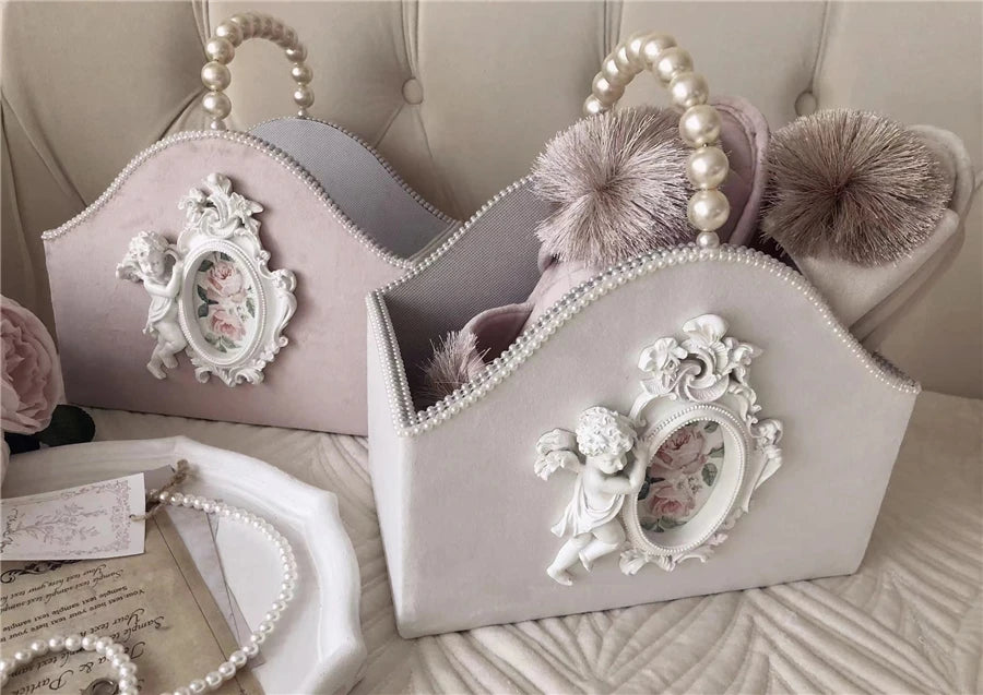 Koreanischer Lederkorb – Engeldesign – 30x16x27cm