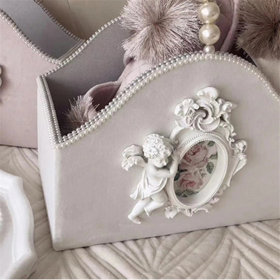 Koreanischer Lederkorb – Engeldesign – 30x16x27cm