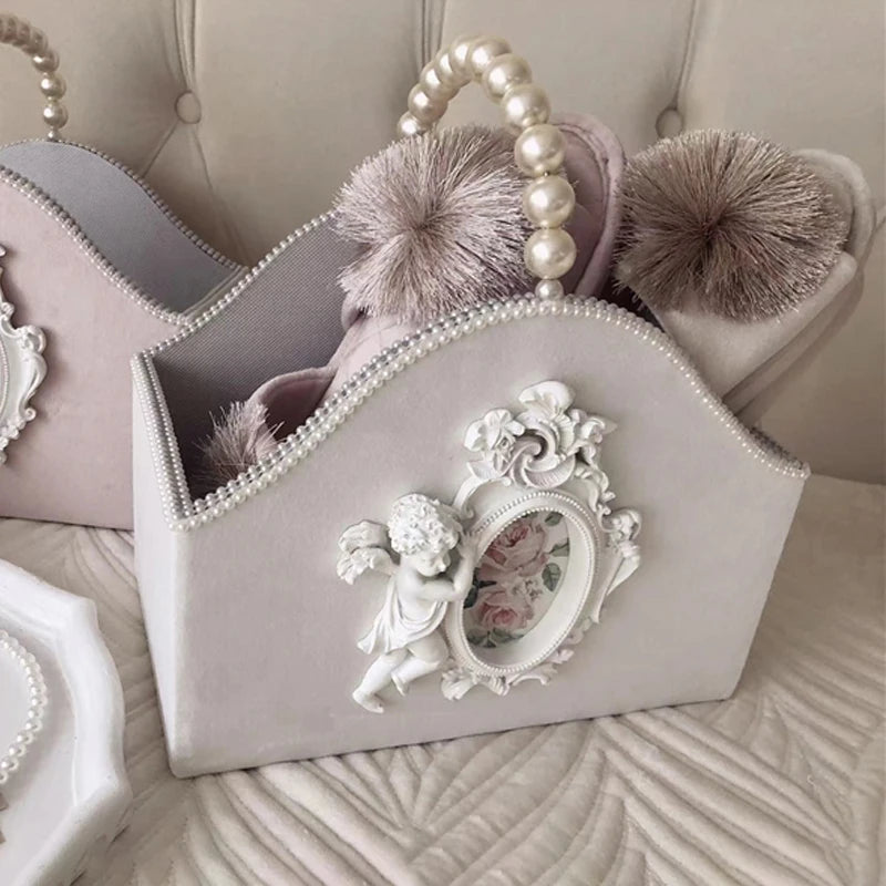 Koreanischer Lederkorb – Engeldesign – 30x16x27cm