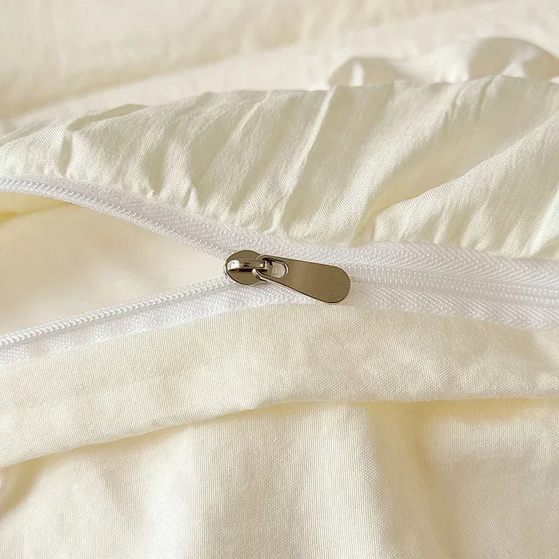 Koreanisches Prinzessin Bettwäsche Set aus Baumwolle in Jade Pink mit Rüschen, Grösse 200x230cm