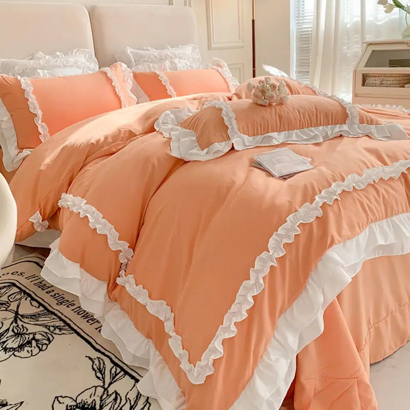 Koreanisches Duvet-Set aus Polyester in Gelb für 1.8 m Bett