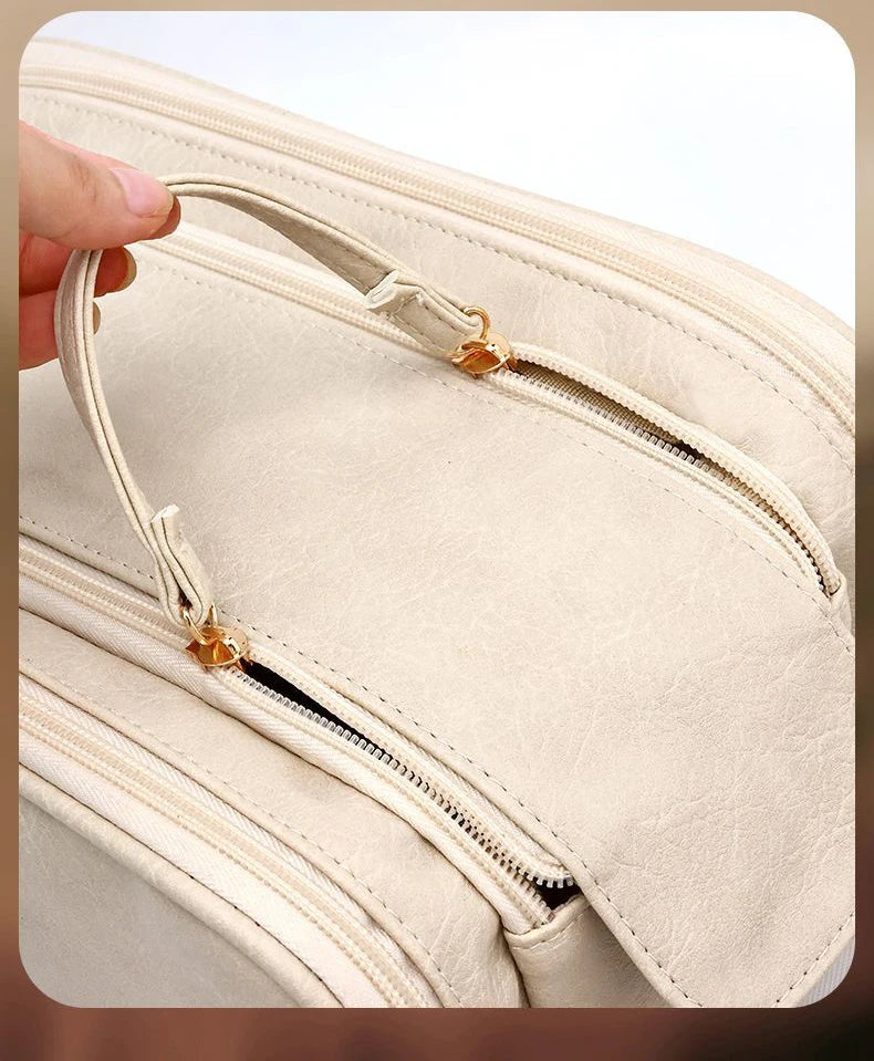 Kosmetiktasche – PU Leder, Doppel-Reissverschluss, Tragbar