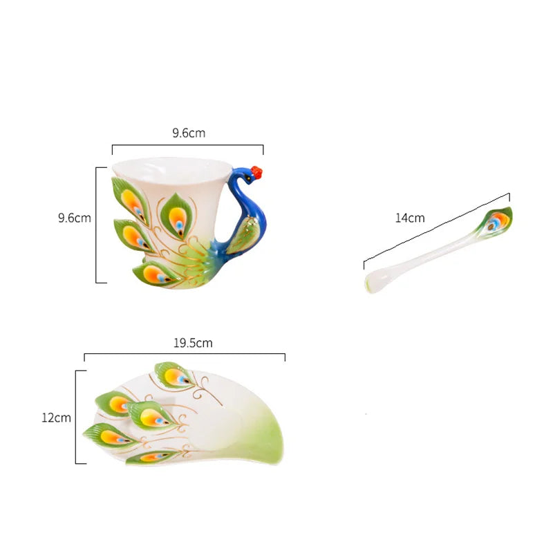 Kreative Keramiktasse – Pfauen-Design – 220ML