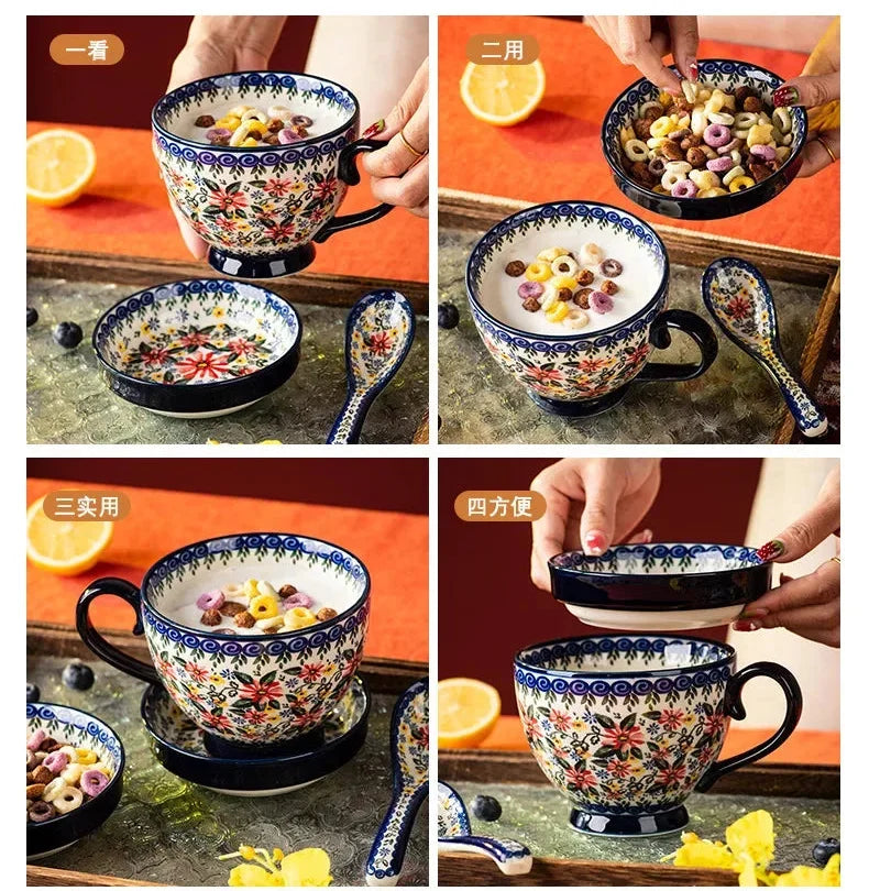 Kreative Porzellan Tassen – Bohemia Stil für Zuhause, 500ml