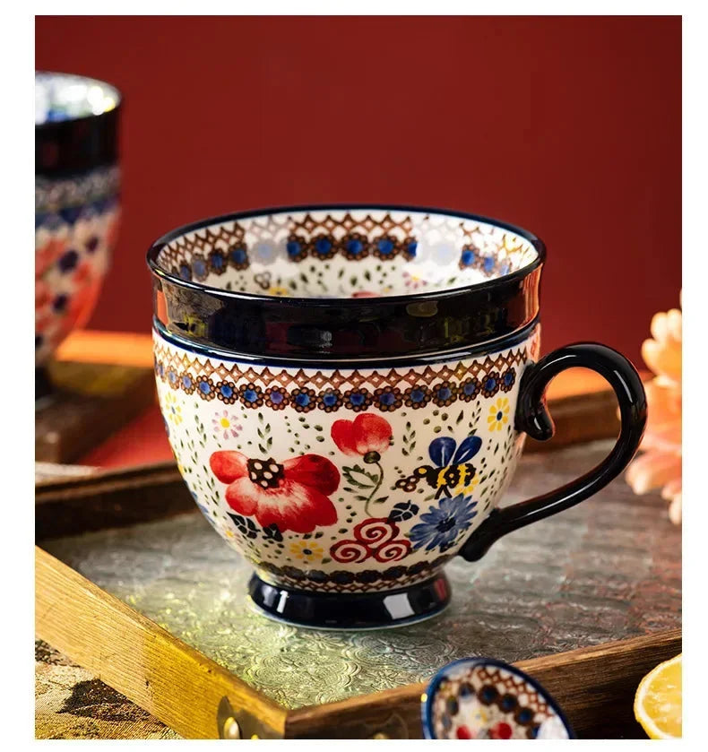 Kreative Porzellan Tassen – Bohemia Stil für Zuhause, 500ml