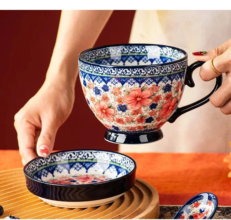 Kreative Porzellan Tassen – Bohemia Stil für Zuhause, 500ml