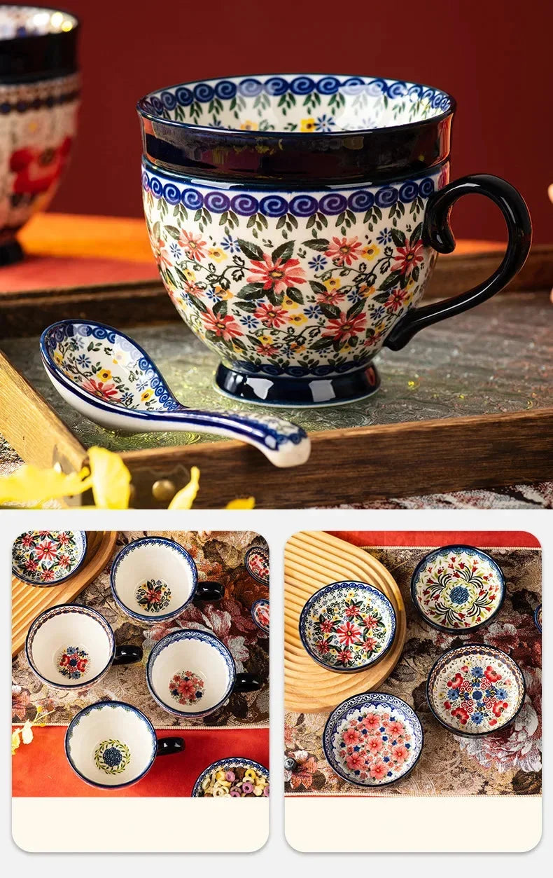 Kreative Porzellan Tassen – Bohemia Stil für Zuhause, 500ml