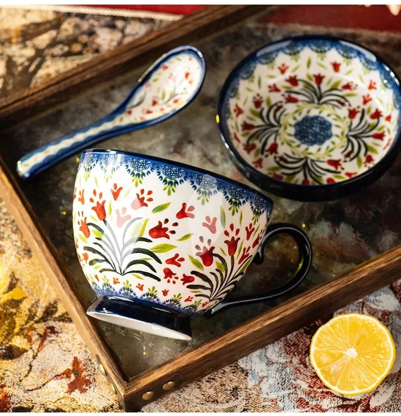 Kreative Porzellan Tassen – Bohemia Stil für Zuhause, 500ml