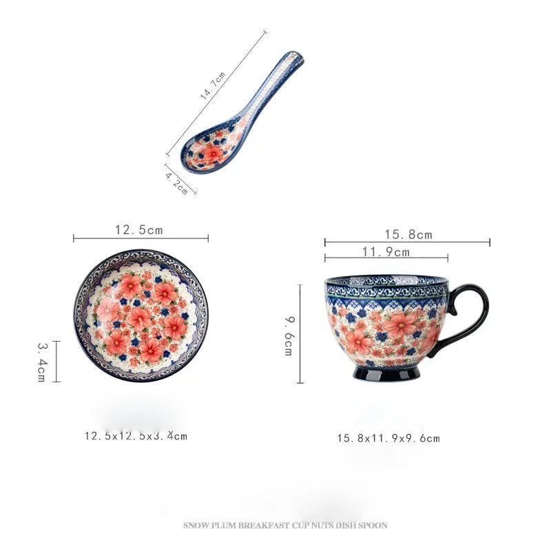 Kreative Porzellan Tassen – Bohemia Stil für Zuhause, 500ml