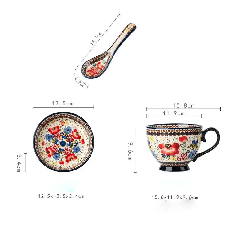 Kreative Porzellan Tassen – Bohemia Stil für Zuhause, 500ml