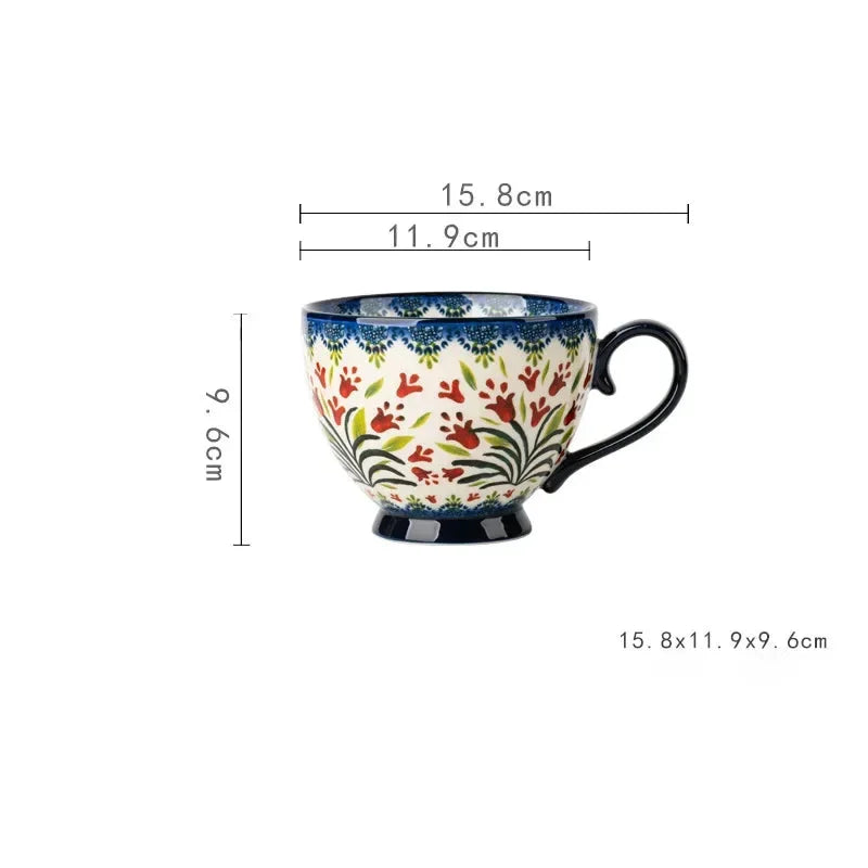 Kreative Porzellan Tassen – Bohemia Stil für Zuhause, 500ml