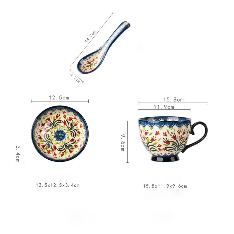 Kreative Porzellan Tassen – Bohemia Stil für Zuhause, 500ml