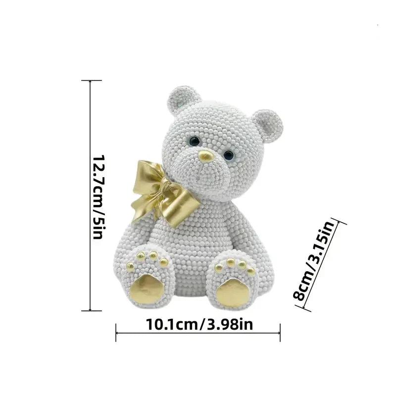 Kreative weisse Punkt-Bärenstatue – Resin-Dekoration