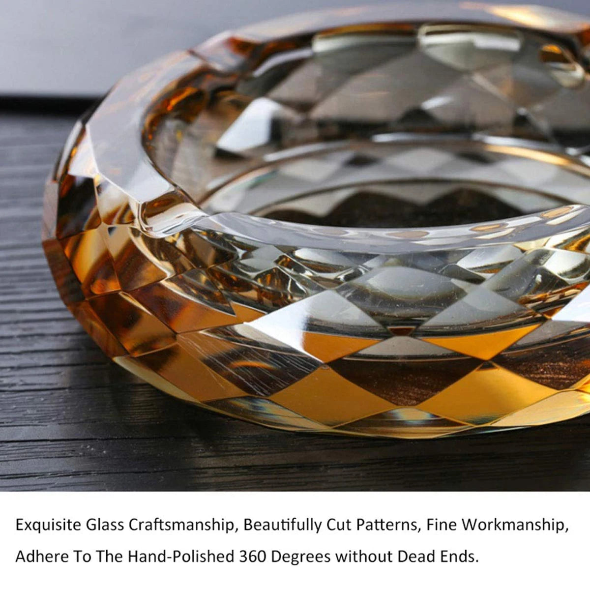 Kristall-Aschenbecher – Gold-Design – 4-Zoll rund