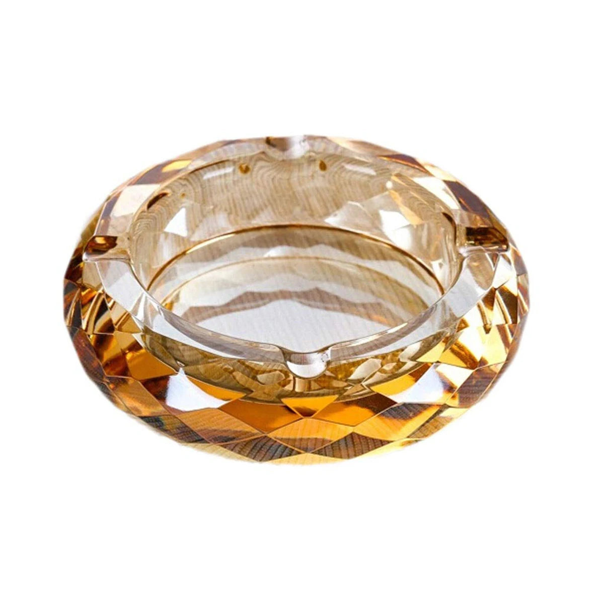 Kristall-Aschenbecher – Gold-Design – 4-Zoll rund