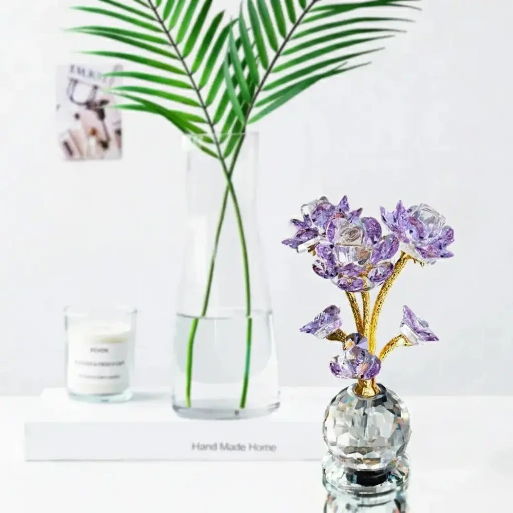 Kristall-Blumenornament – Handgemacht Modern – 15.5x8cm