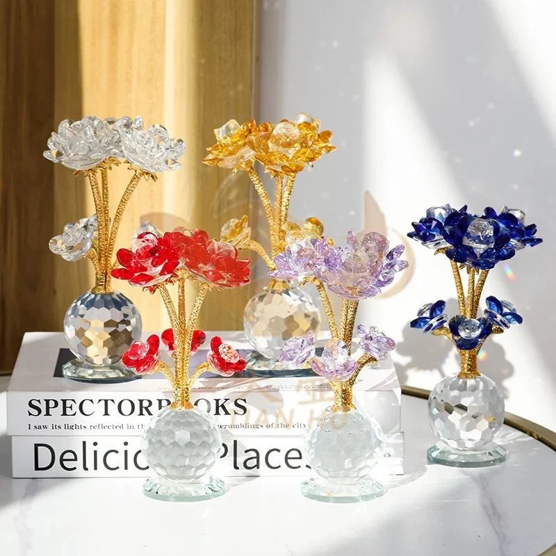 Kristall-Blumenornament – Handgemacht Modern – 15.5x8cm