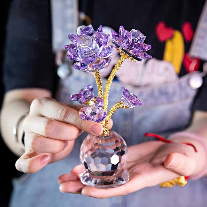 Kristall-Blumenornament – Handgemacht Modern – 15.5x8cm