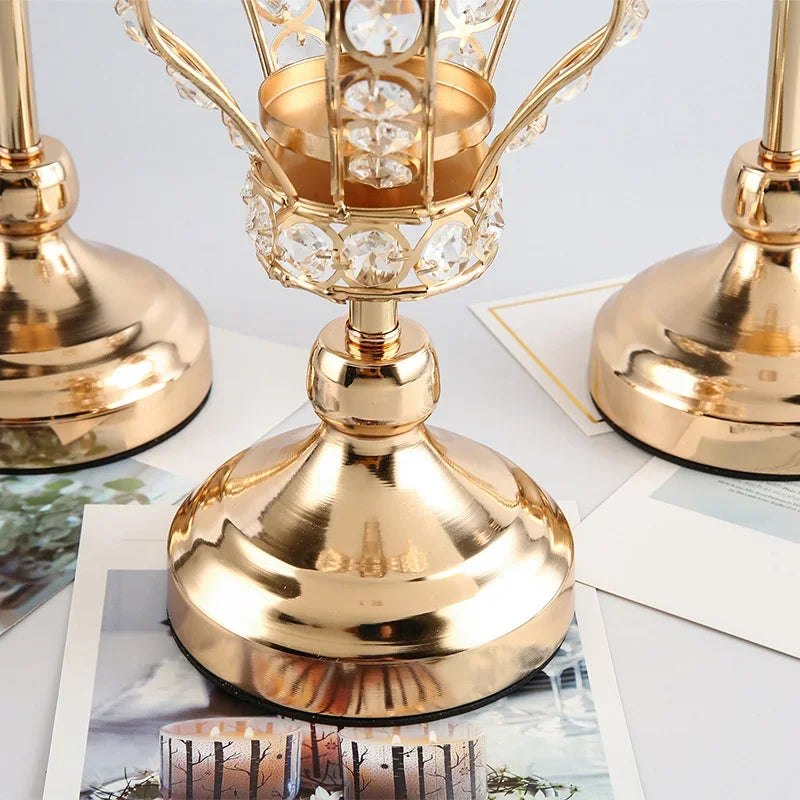 Kristall Kerzenhalter – Vintage Design – Goldenes Finish