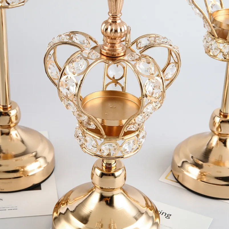 Kristall Kerzenhalter – Vintage Design – Goldenes Finish