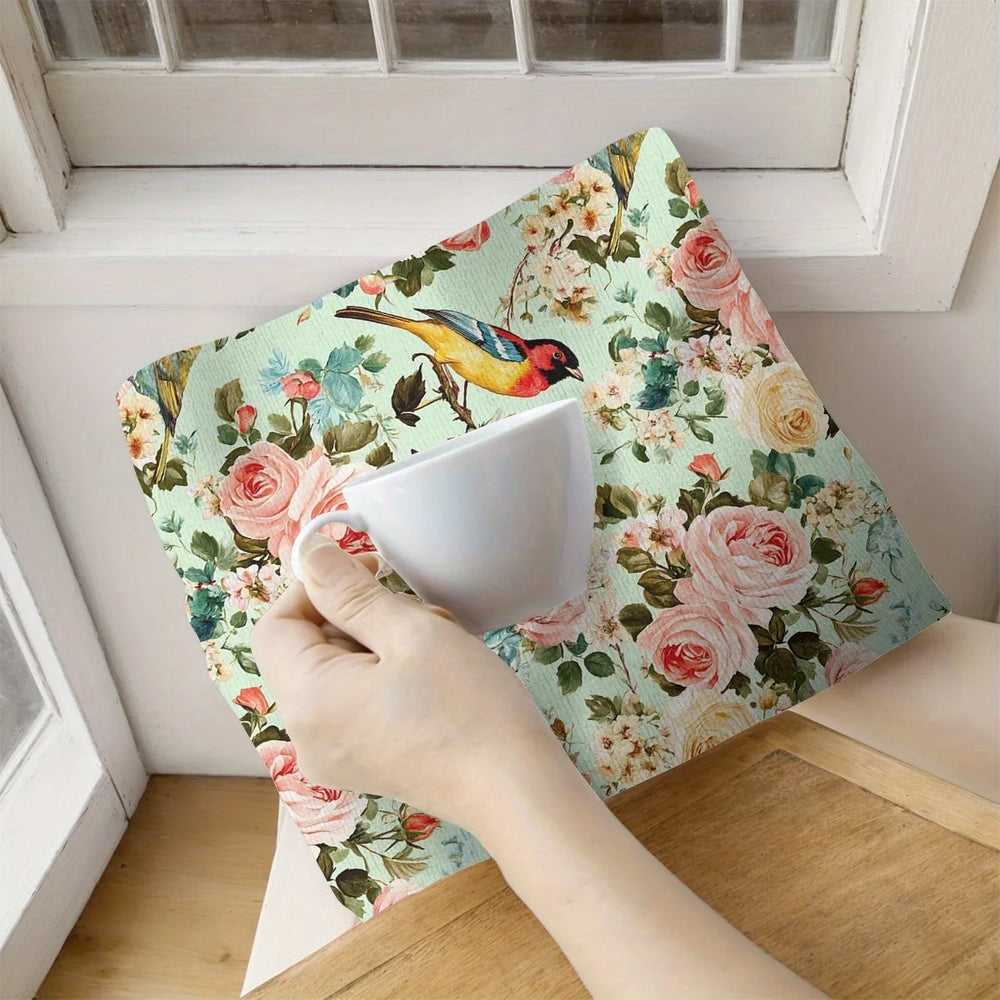 Küchenhandtücher Set – Blumen Design – 2er-Set