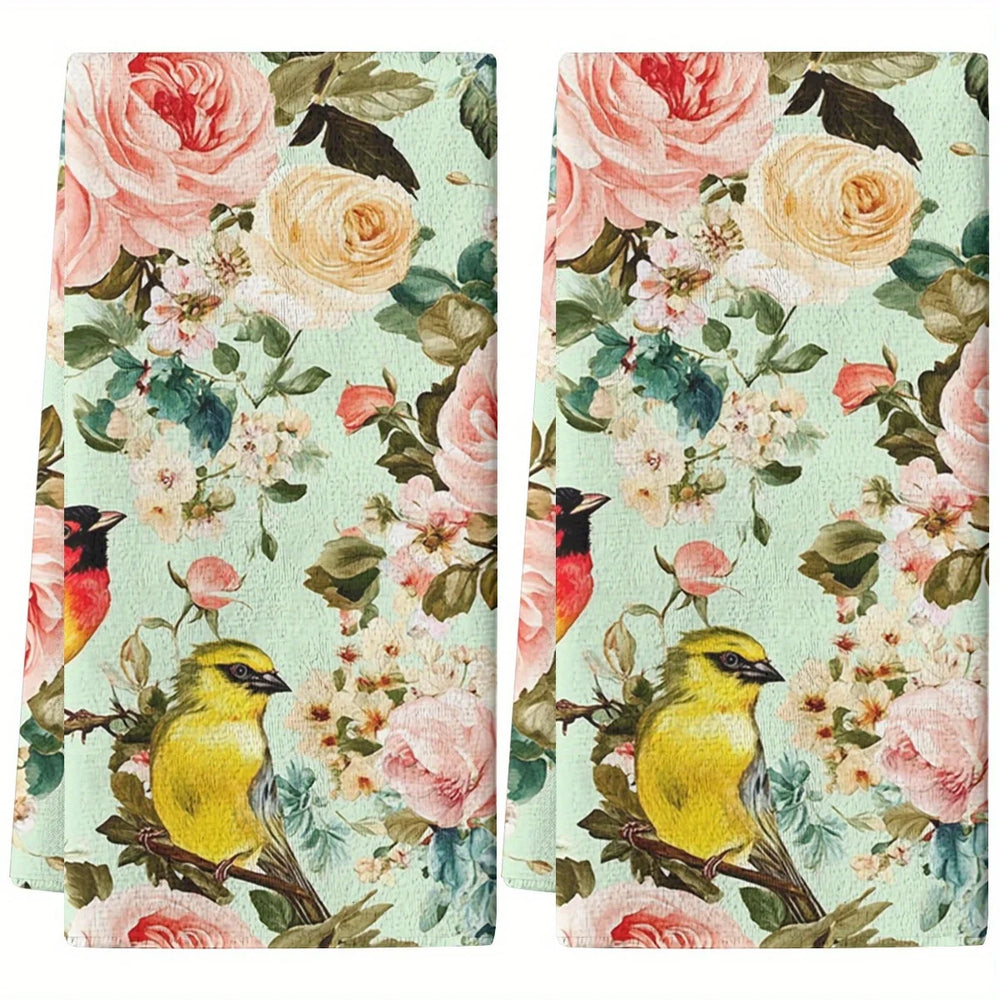 Küchenhandtücher Set – Blumen Design – 2er-Set