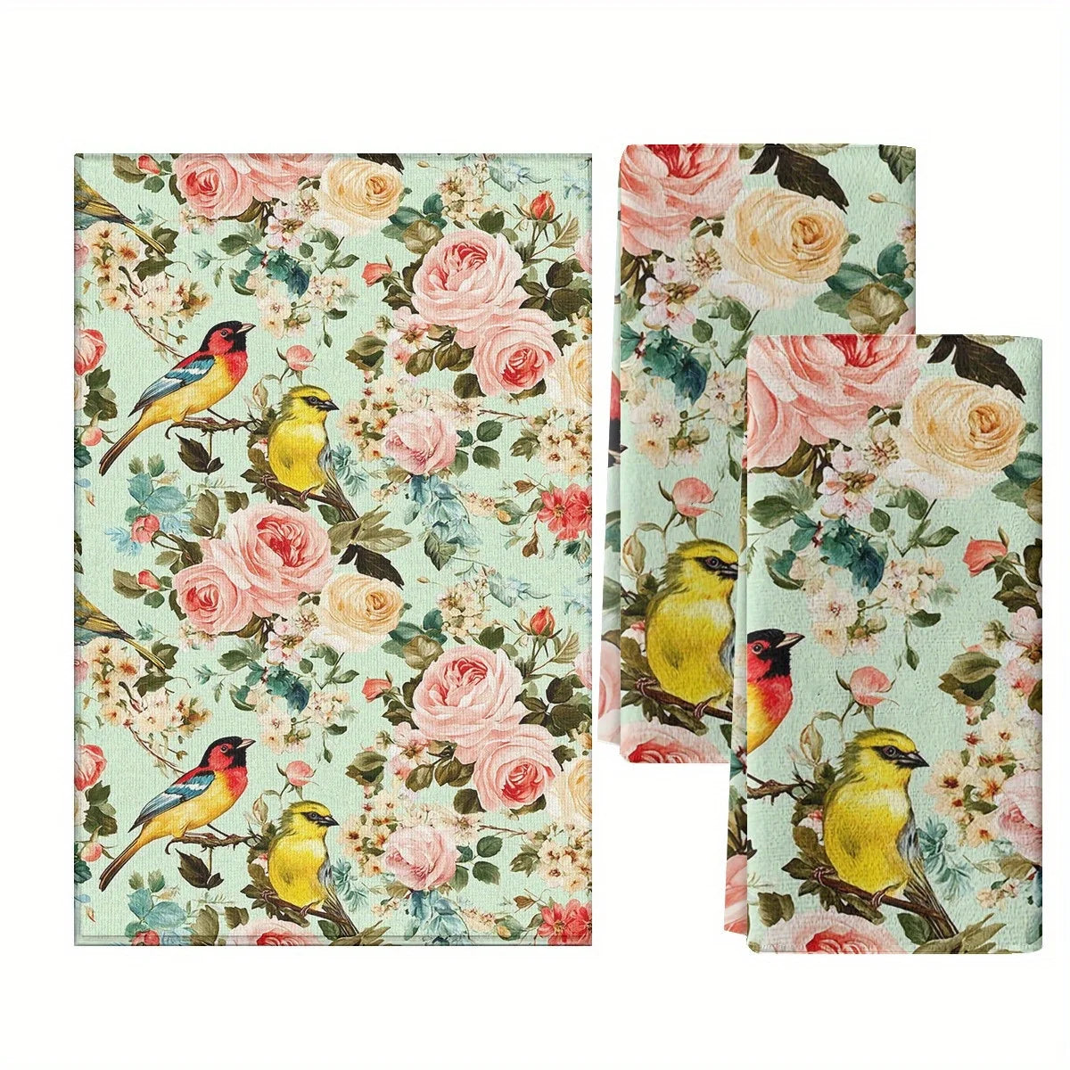 Küchenhandtücher Set – Blumen Design – 2er-Set