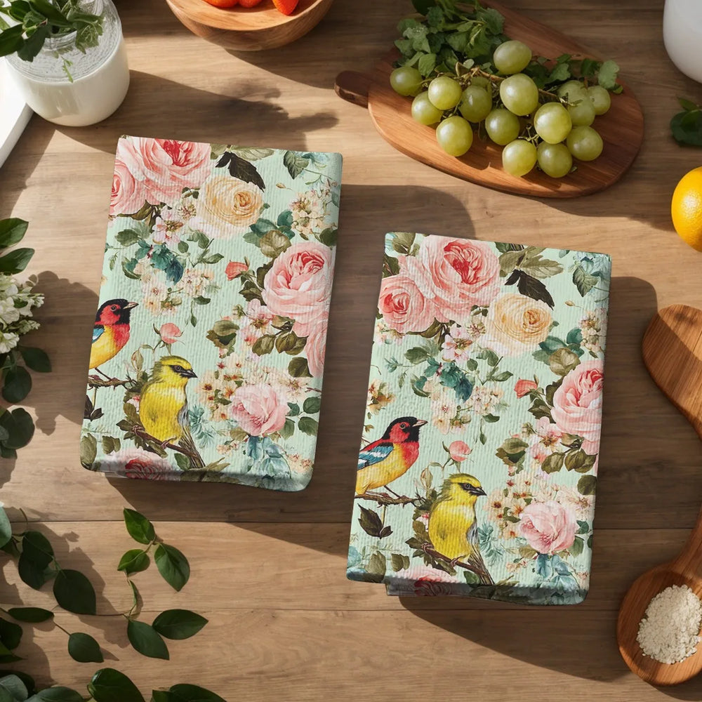 Küchenhandtücher Set – Blumen Design – 2er-Set