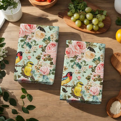 Küchenhandtücher Set – Blumen Design – 2er-Set
