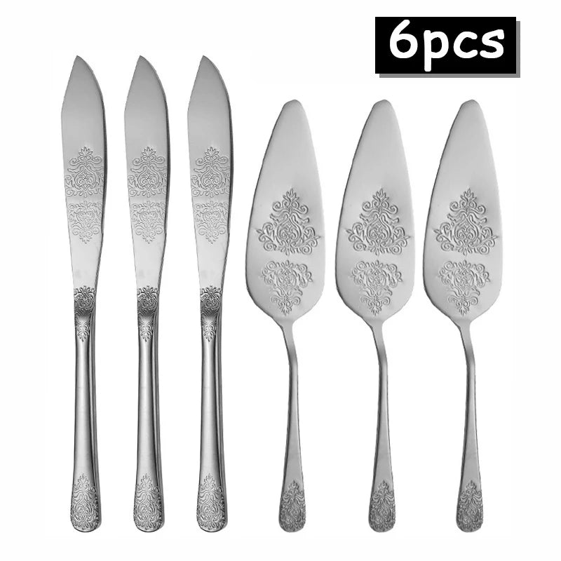 Kuchenspatula-Set – Edelstahl – Blumenmuster