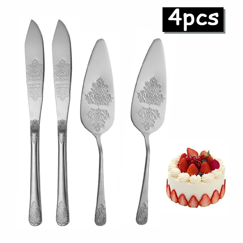 Kuchenspatula-Set – Edelstahl – Blumenmuster