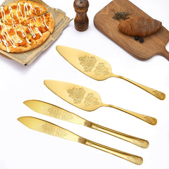 Kuchenspatula-Set – Edelstahl – Blumenmuster