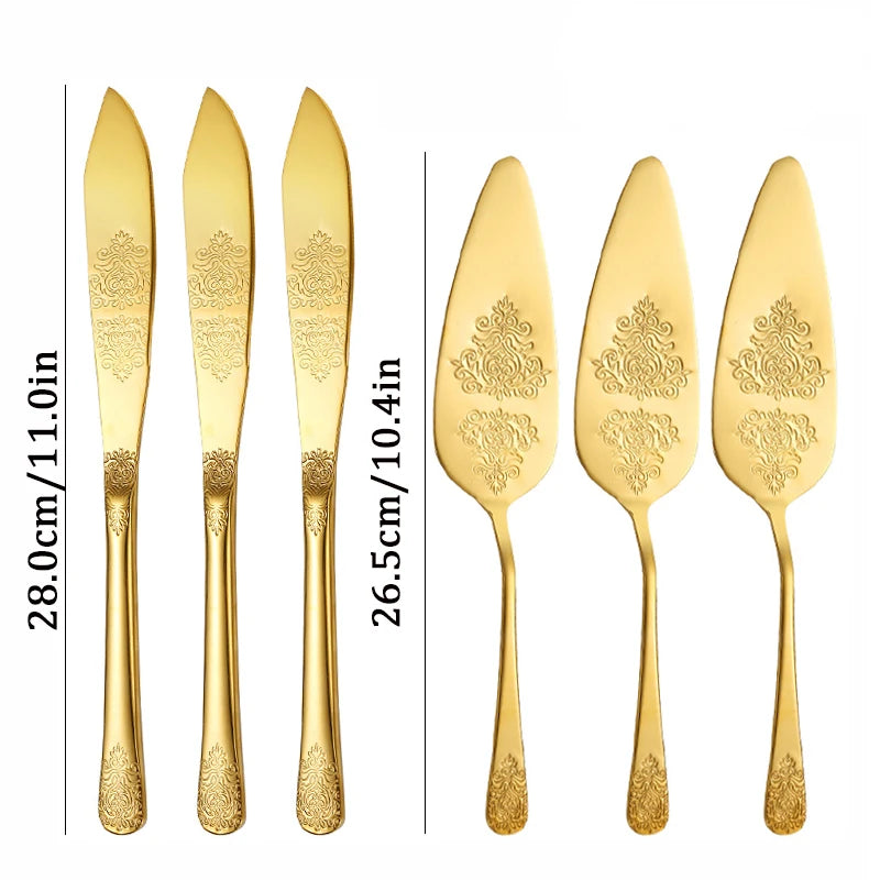 Kuchenspatula-Set – Edelstahl – Blumenmuster