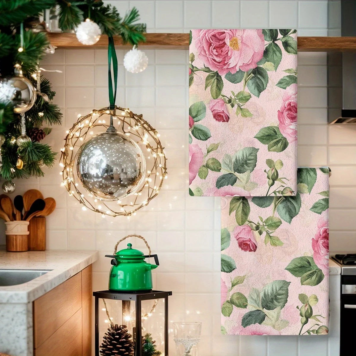 Küchentücher – Aquarell Blüten Polyester – 2er-Set