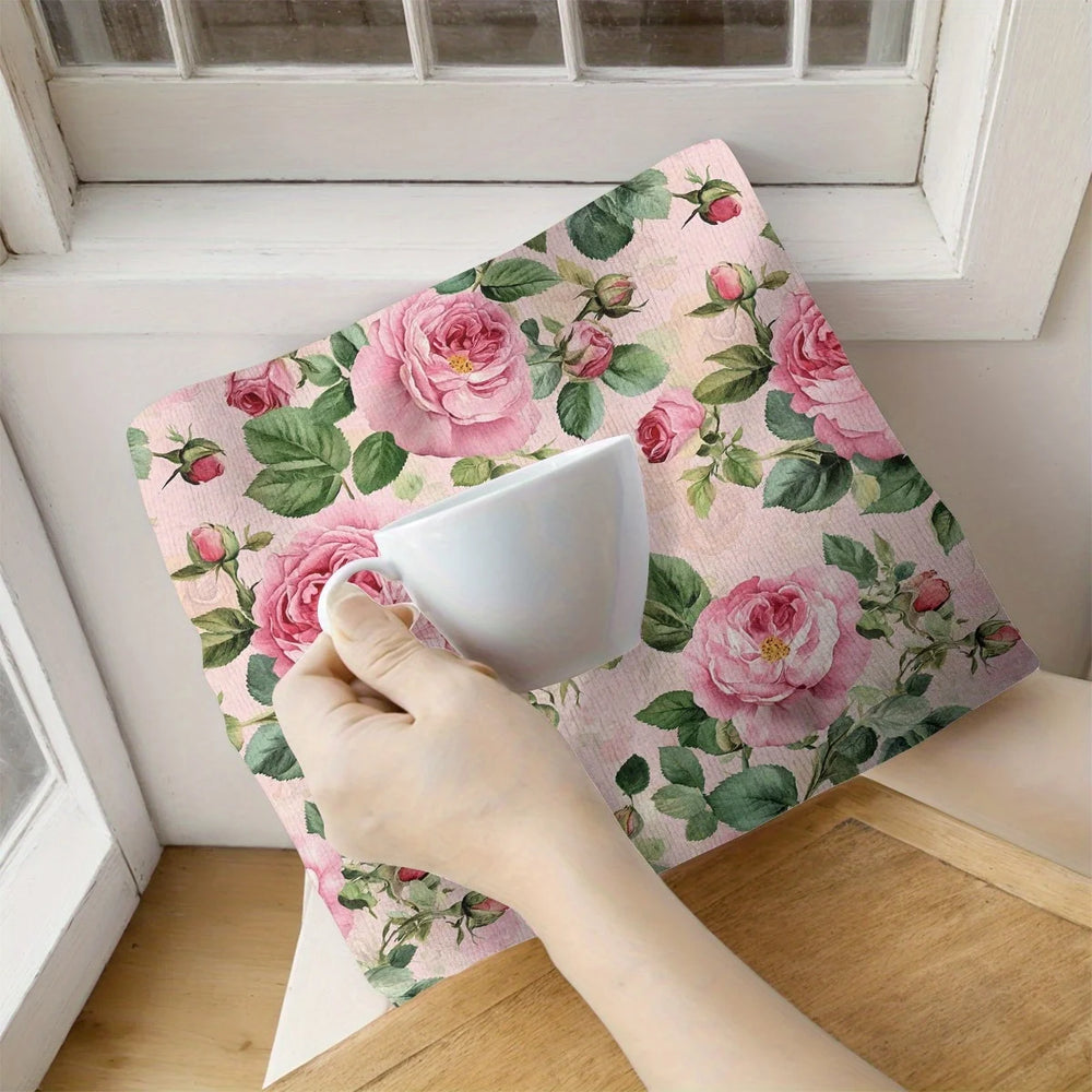 Küchentücher – Aquarell Blüten Polyester – 2er-Set