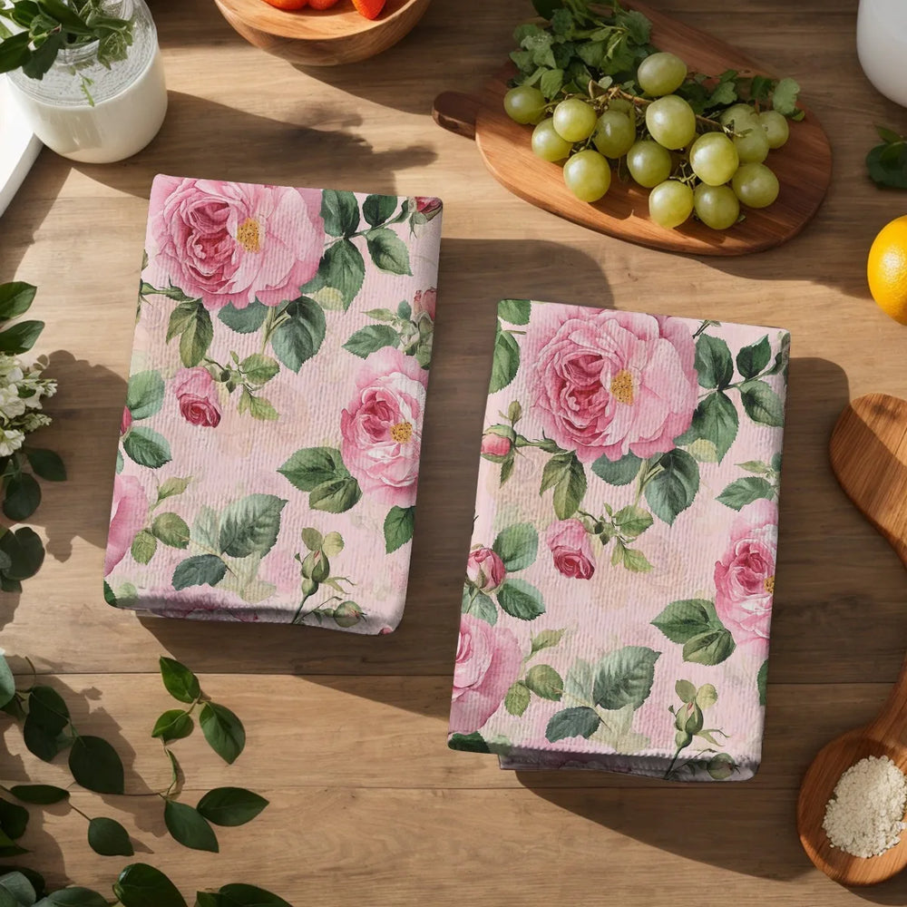 Küchentücher – Aquarell Blüten Polyester – 2er-Set