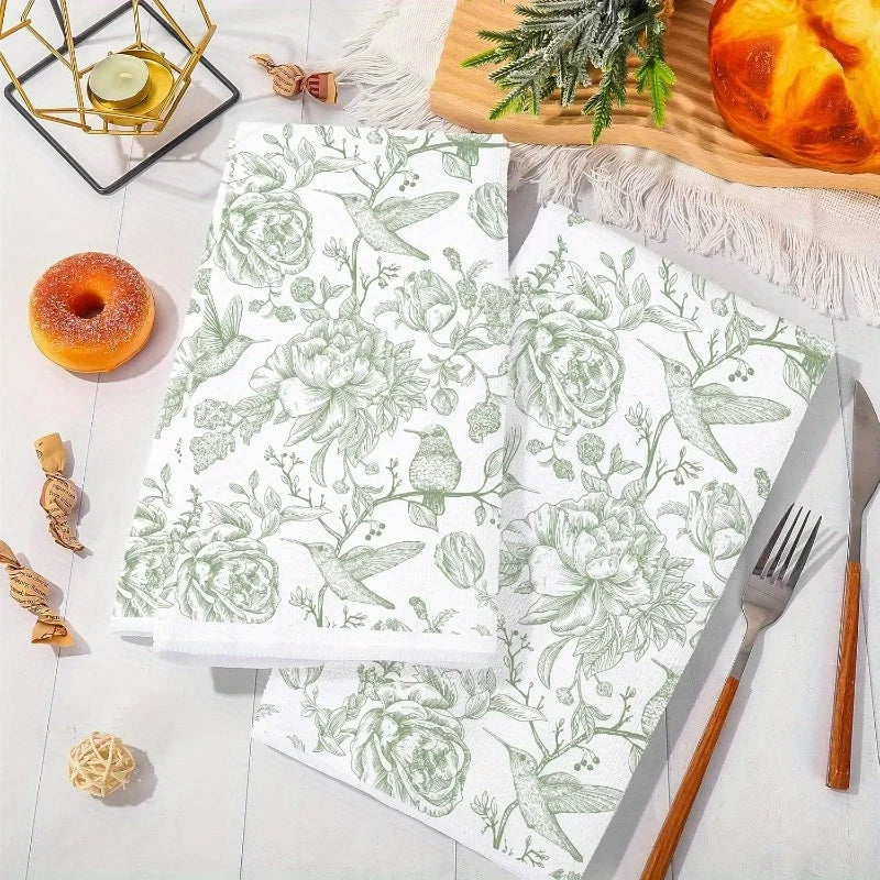 Küchentücher – Modernes Grünes Blumenmuster – 40x60 cm