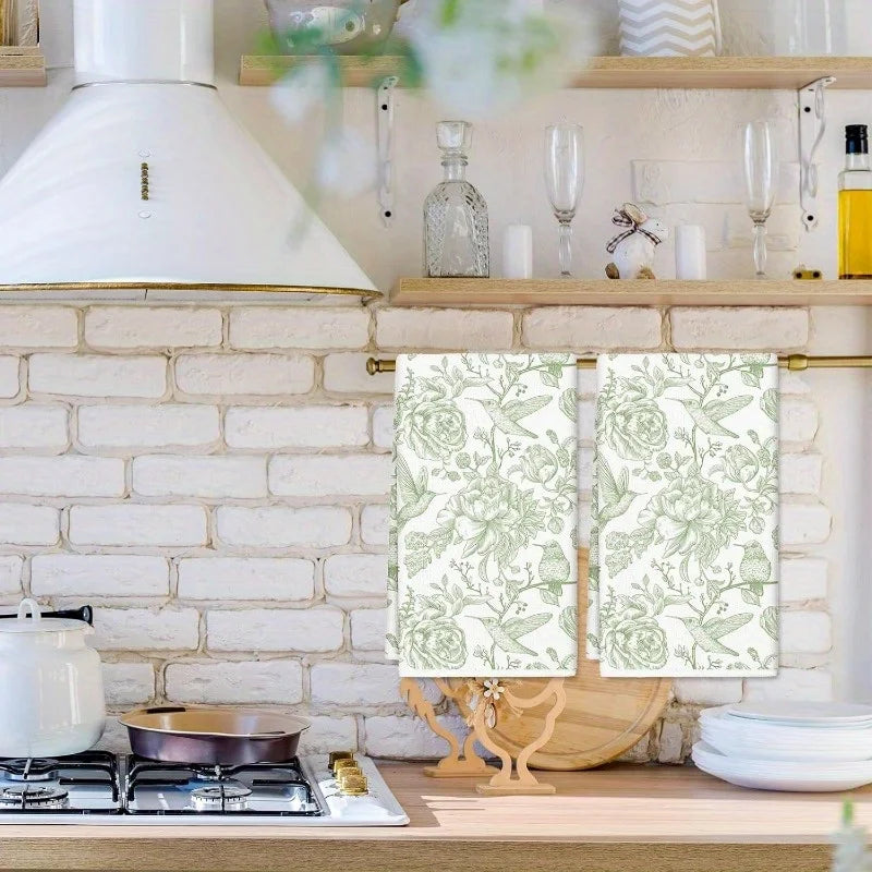 Küchentücher – Modernes Grünes Blumenmuster – 40x60 cm