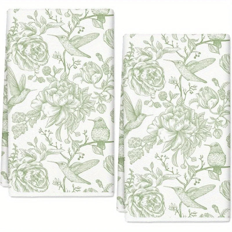 Küchentücher – Modernes Grünes Blumenmuster – 40x60 cm