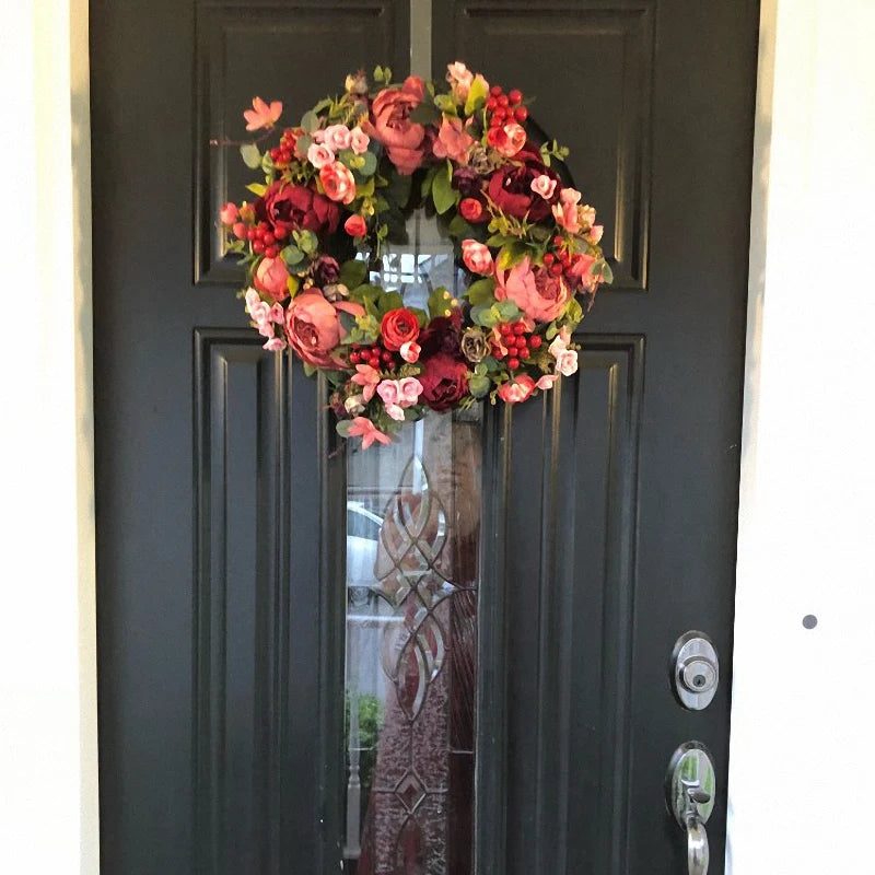 Kunstblumenkranz – Seidenpfingstrose – 40cm, Aussen/Innen