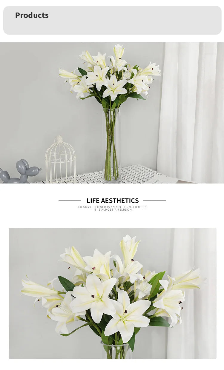 Künstliche Lilienblumen – Europäisches Seidendesign – Für Wohn-Deko