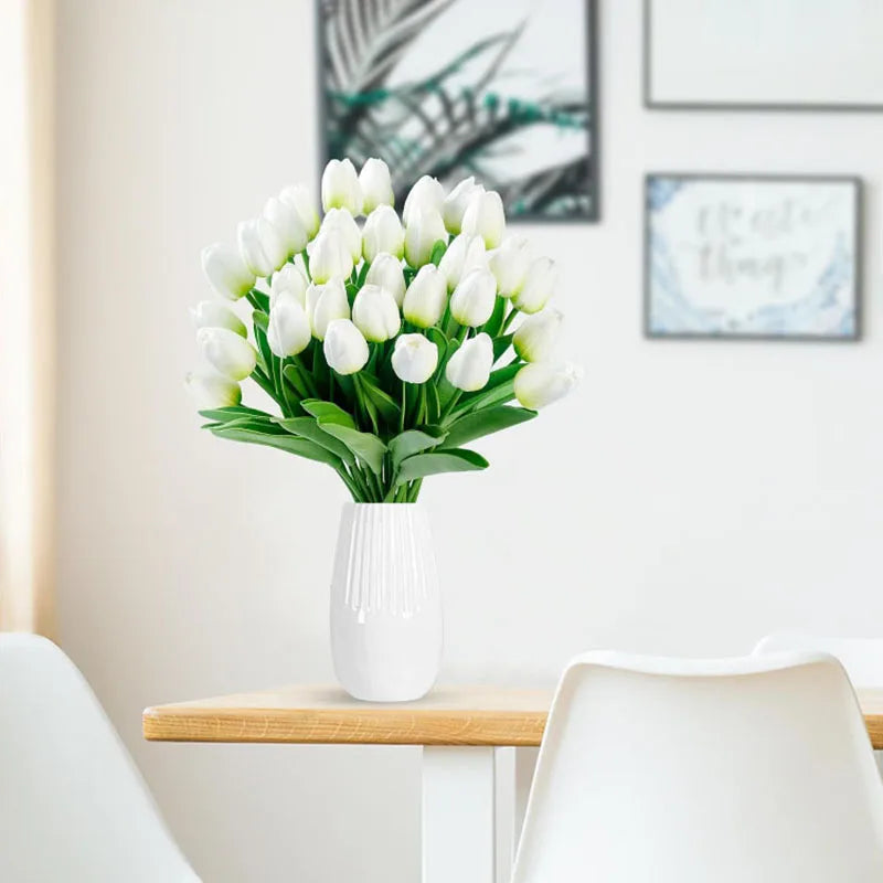 Künstliche Tulpen aus PU-Material in mehrfarbiger Farbe, Grösse: 10 Stück, Höhe: 34cm