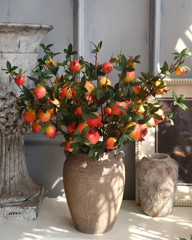 Künstlicher Granatapfel – Seide & Plastik – 80 cm Tischdeko