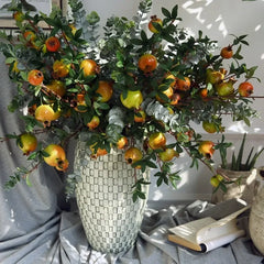 Künstlicher Granatapfel – Seide & Plastik – 80 cm Tischdeko