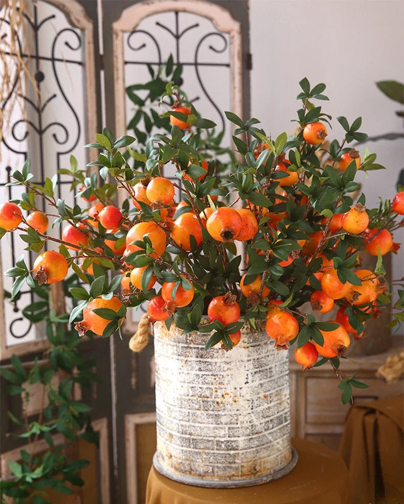 Künstlicher Granatapfel – Seide & Plastik – 80 cm Tischdeko