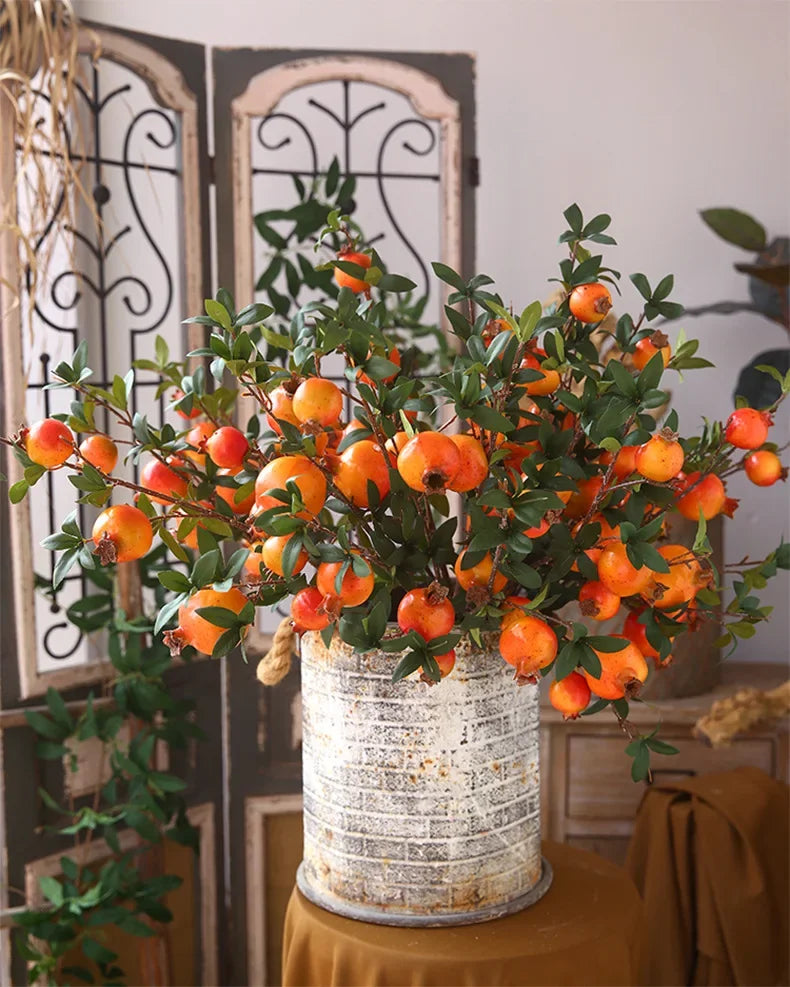 Künstlicher Granatapfel – Seide & Plastik – 80 cm Tischdeko