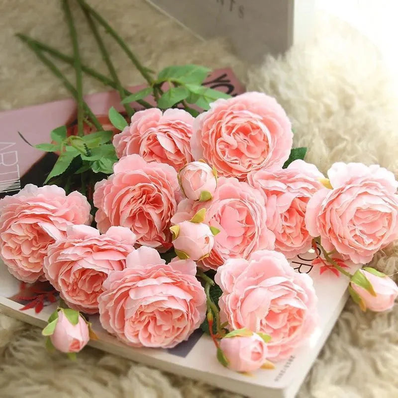 Künstlicher Pfingstrosenstrauss – Seide, Pink, Innenbereich