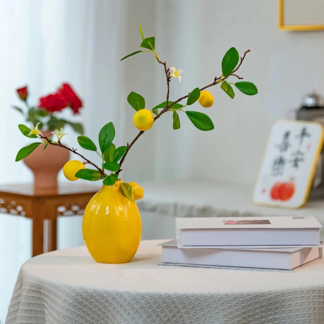 Künstlicher Zitronenzweig – Leuchtendes Gelb – 82cm