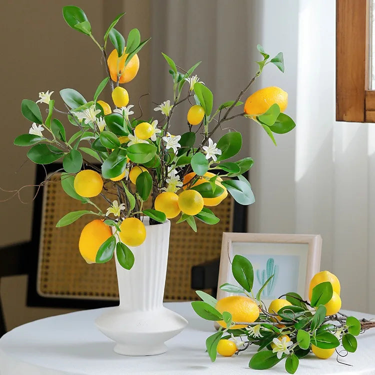 Künstlicher Zitronenzweig – Leuchtendes Gelb – 82cm