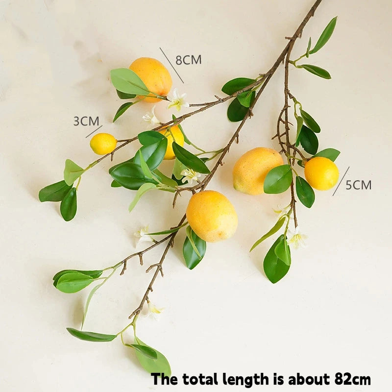 Künstlicher Zitronenzweig – Leuchtendes Gelb – 82cm